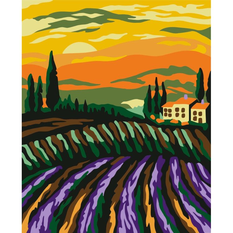 Wizardi painting by number kit. Lavanda Sunset 16.5x13 cm MINI027