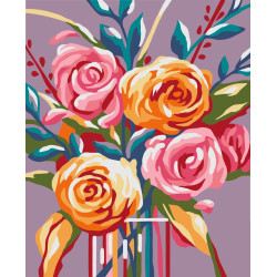 Wizardi painting by number kit. Gentle roses 16.5x13 cm MINI028