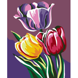 Wizardi painting by number kit. Tulips  16.5x13 cm MINI030