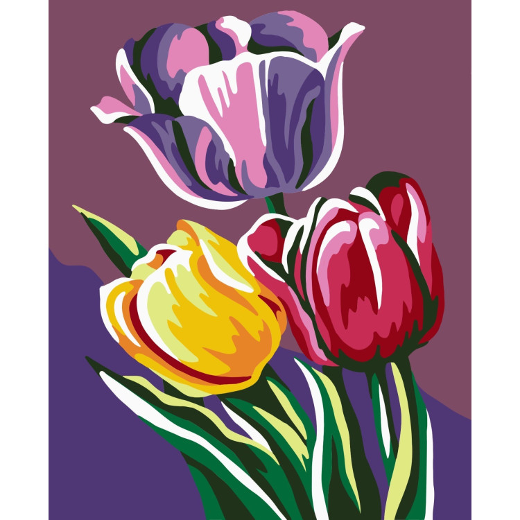 Wizardi painting by number kit. Tulips  16.5x13 cm MINI030