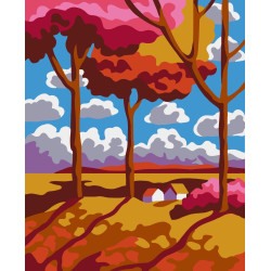 Wizardi painting by number kit. Landscape  16.5x13 cm MINI031