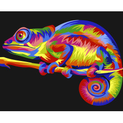 Wizardi painting by number kit. Rainbow Chameleon 16.5x13 cm MINI033