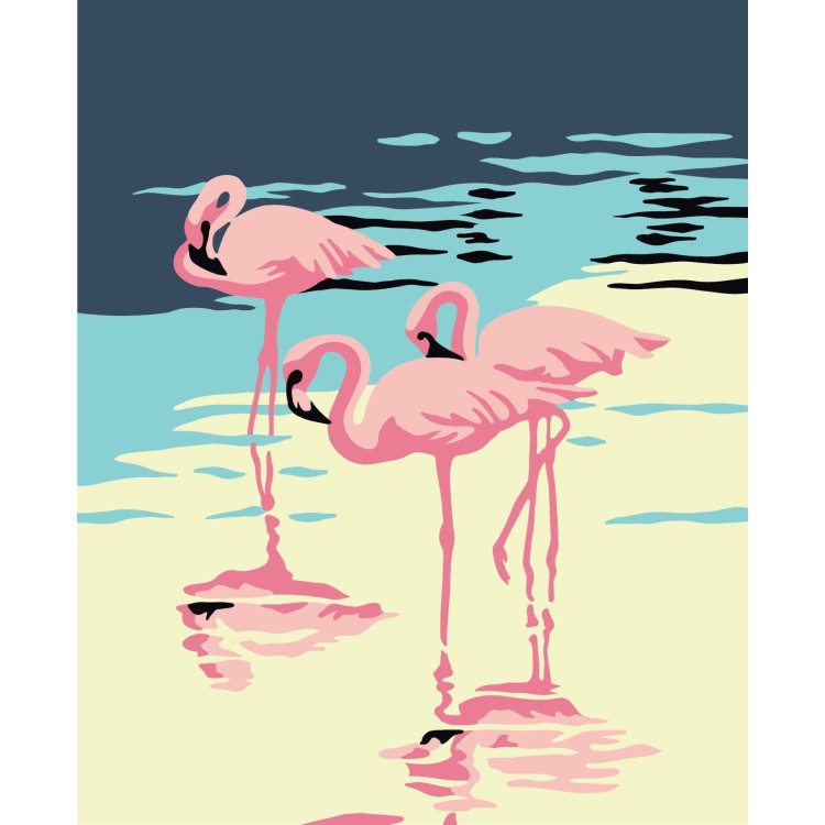 Wizardi painting by number kit. Flamingo 16.5x13 cm MINI035