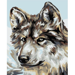 Wizardi painting by number kit. Grey wolf 16.5x13 cm MINI036