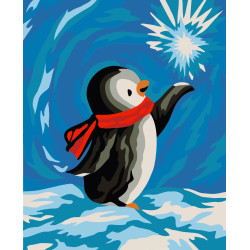 Wizardi painting by number kit. Penguin 16.5x13 cm MINI054