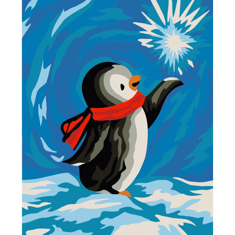 Wizardi painting by number kit. Penguin 16.5x13 cm MINI054