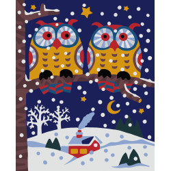 Wizardi painting by number kit. Owls  16.5x13 cm MINI055