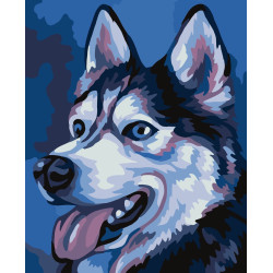 Wizardi painting by number kit. Husky 16.5x13 cm MINI072