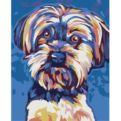 Wizardi painting by number kit. Yorkshire Terrier 16.5x13 cm MINI090