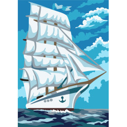 Wizardi painting by number kit. Snow-white sails 16.5x13 cm MINI112