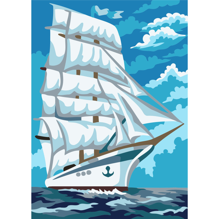 Wizardi painting by number kit. Snow-white sails 16.5x13 cm MINI112