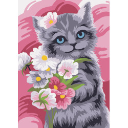 Wizardi painting by number kit. Pretty kitten 16.5x13 cm MINI113