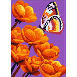 Wizardi painting by number kit. Fiery flowers 16.5x13 cm MINI120