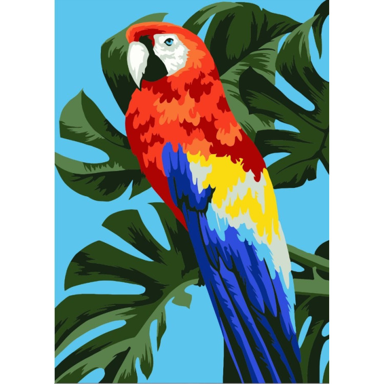 Wizardi painting by number kit. Macaw 16.5x13 cm MINI123