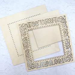 Square Lace Frame Roses Large OR-030