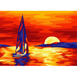 Wizardi painting by number kit. Sunset 16.5x13 cm MINI125