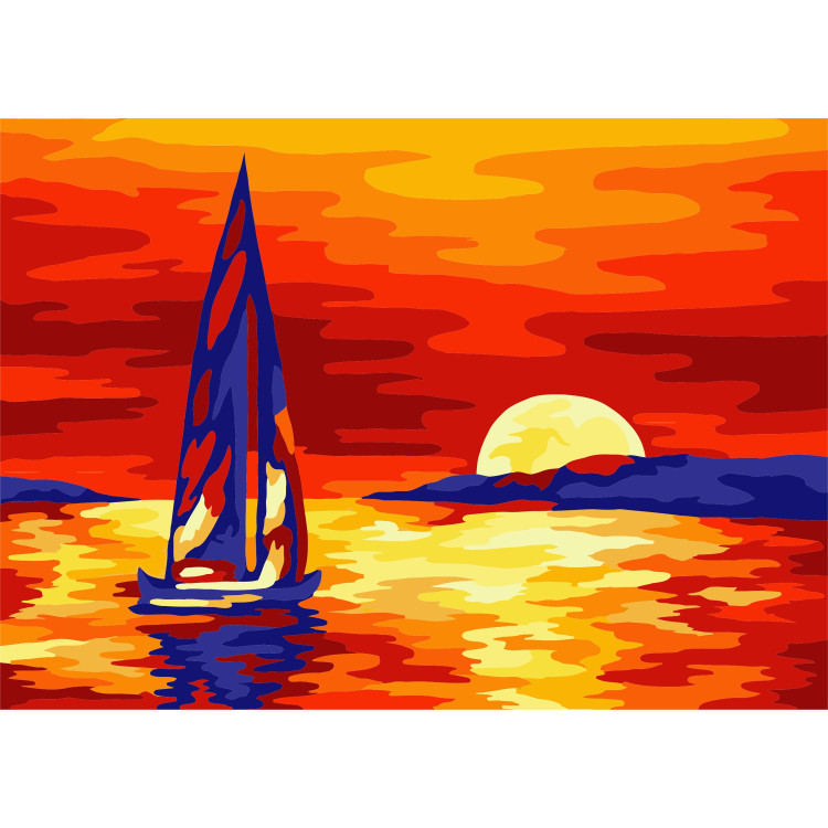 Wizardi painting by number kit. Sunset 16.5x13 cm MINI125