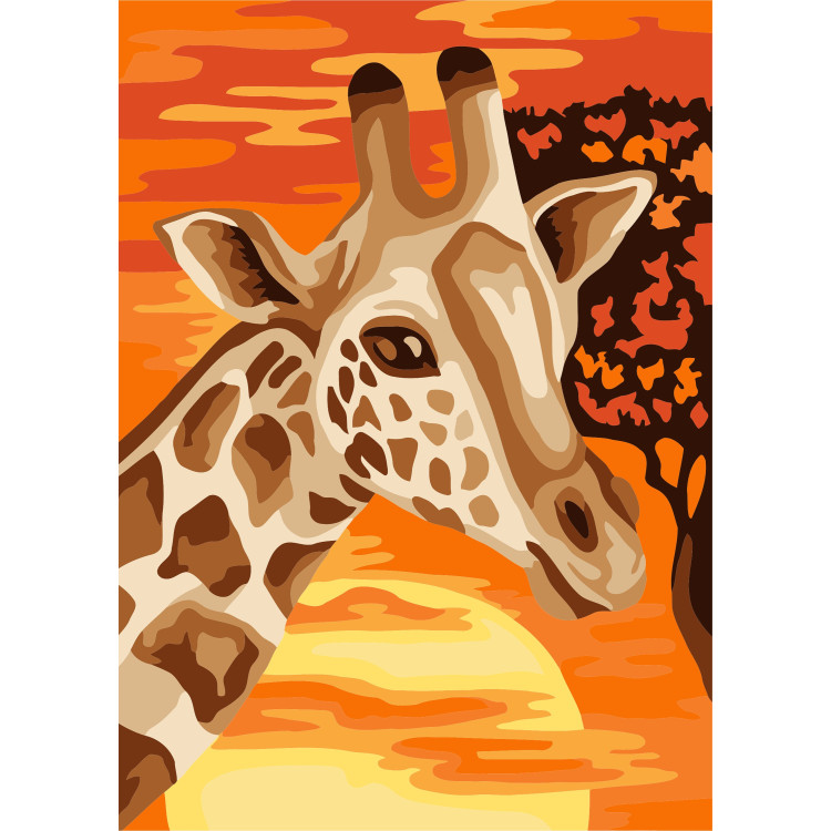 Wizardi painting by number kit. Giraffe in the savanna 16.5x13 cm MINI126